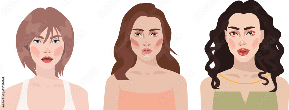 Set of portraits of young women of different age. Diverse women faces. Happy modern person avatars. Characters bundle. Flat vector illustration isolated on white background. Fashion illustration ESP10 Set of portraits of young women of different age. Diverse women faces. Happy modern person avatars. Characters bundle. Flat vector illustration isolated on white background. Fashion illustration ESP10