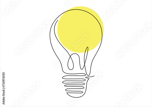 Continuous line drawing. Light bulb of business ideas concept. Vector illustrations
