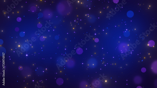 abstract blue and purple background with golden glitter and bokeh  shiny and shimmering