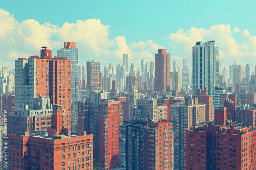 Naklejka premium Elevated Elegance: City High-Rise Panorama