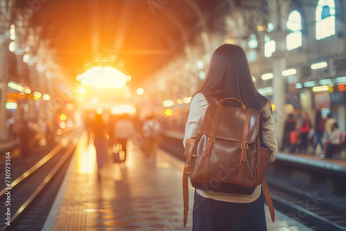 Exploring the World: Stylish Backpacker at the Airport