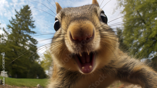 Close-up selfie portrait of a hilarious squirrel