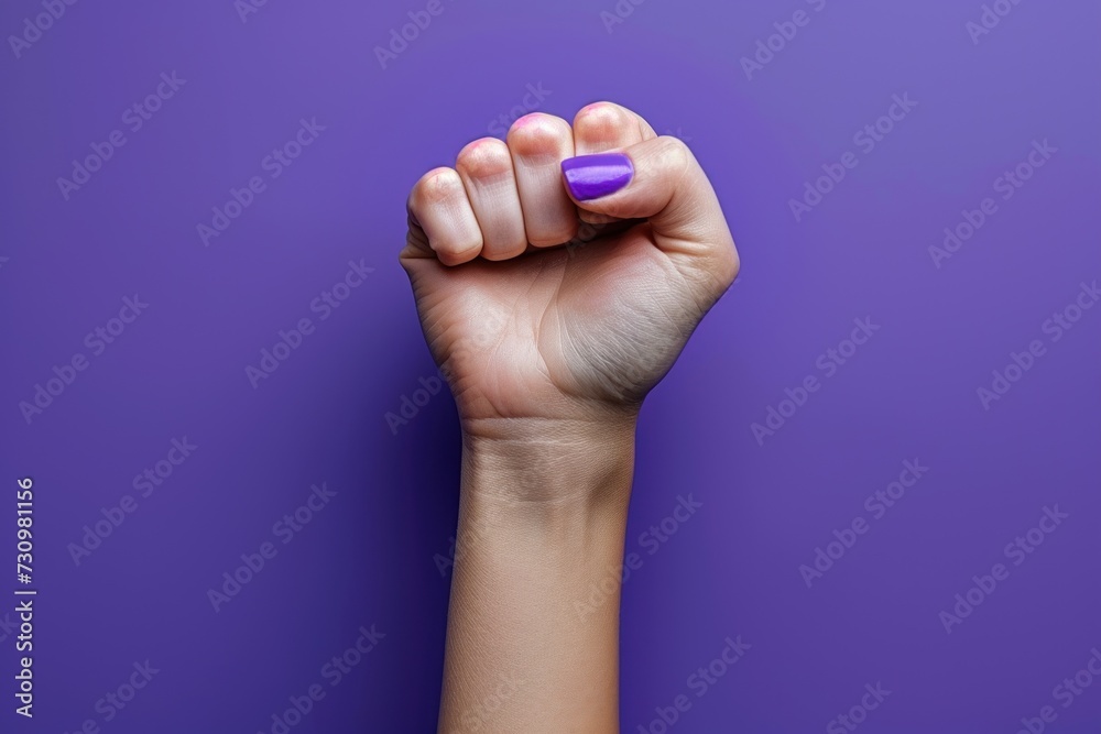 Womans Hand With Purple Nail Polish Womans Hand With Purple Nail Polish