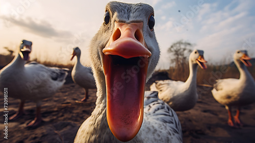 Close-up selfie portrait of a hot goose