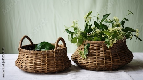 Handmade bamboo basket with natural eco materials  perfect for stylish and eco friendly home decor and storage.