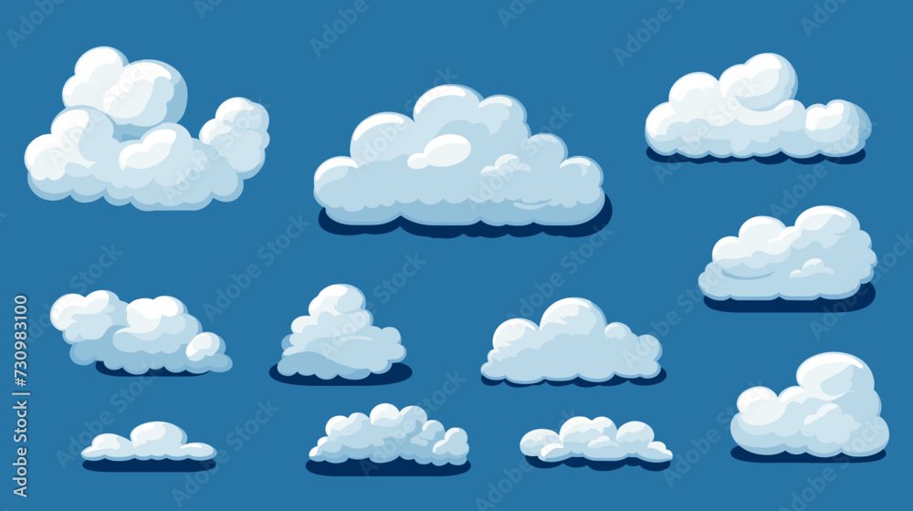 Cartoon cloud vector set. Blue sky with white clouds Cartoon cloud vector set. Blue sky with white clouds