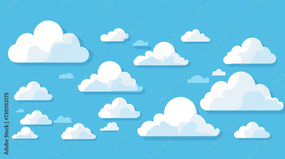 Cartoon cloud vector set. Blue sky with white clouds Cartoon cloud vector set. Blue sky with white clouds