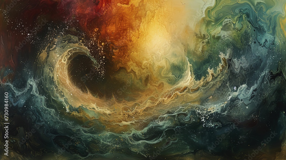 Beautiful abstract painting of natural elements