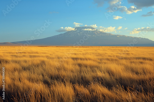 Mount Kilimanjaro. Savanna in Amboseli, Kenya