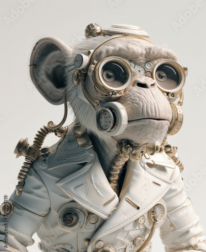 a monkey wearing a jacket and goggles