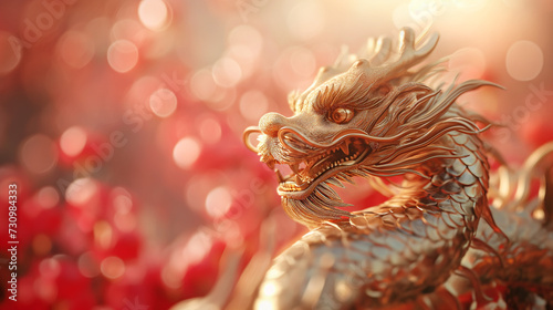 Golden chinese dragon lunar new year