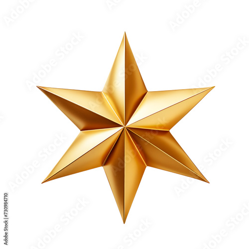 Gold star for Christmas. Isolated on transparent background.