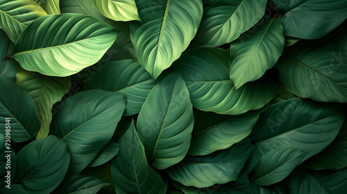 leaves of Spathiphyllum cannifolium  abstract green texture  nature background  tropical leaf