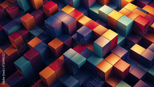 Abstract background made of colorful cubes  square image