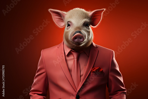 Confident Pig in Fashion Attire