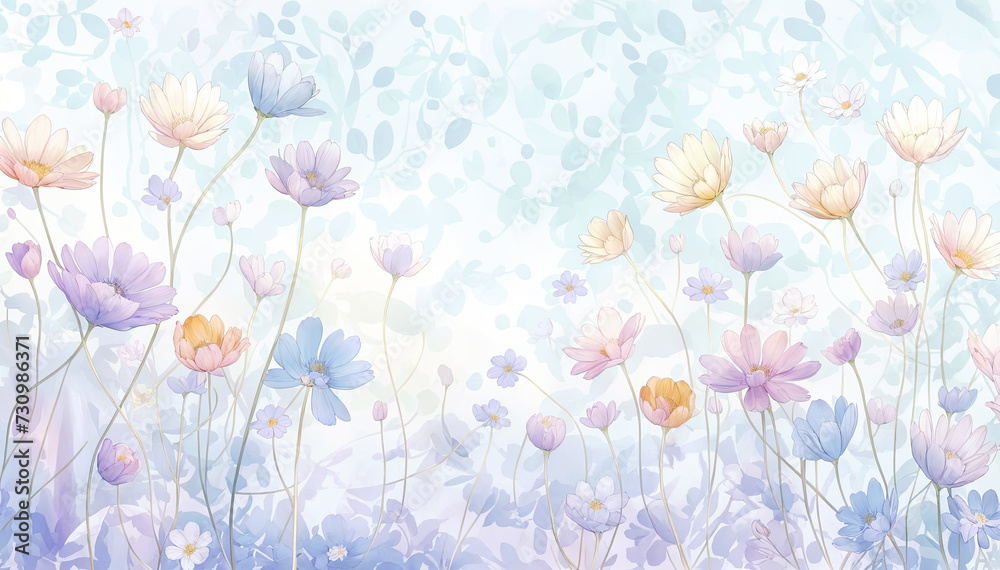 Floral background with daisies and daisies Watercolor vector illustration