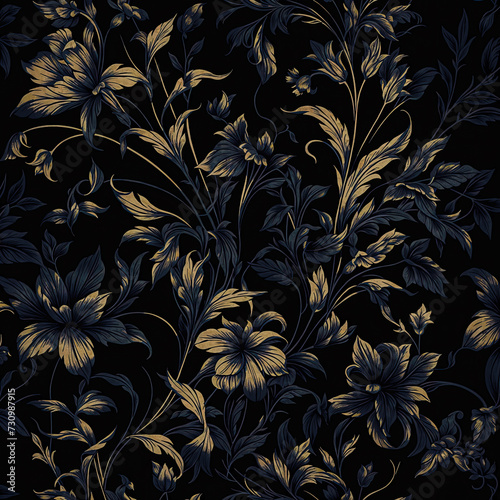 Seamless pattern with decorative flowers in retro, vintage style