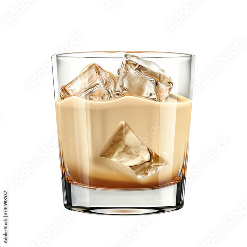 Glass shot of cream liqueur baileys. Isolated on transparent background.