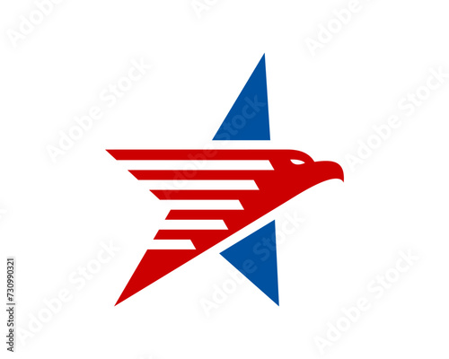 Abstract eagle head with star shape logo