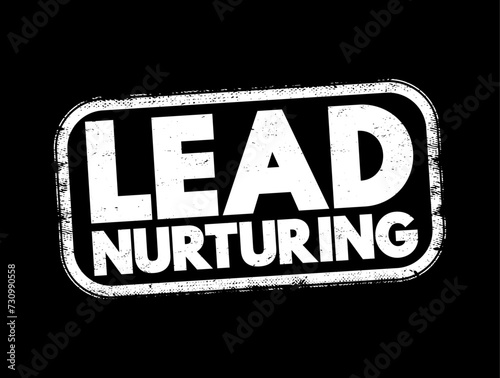 Lead Nurturing - process of developing and reinforcing relationships with buyers at every stage of the sales funnel, text concept stamp