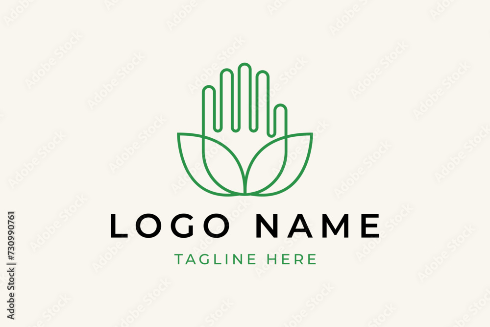 Hamsa Hand with Lotus Flower Logo Hamsa Hand with Lotus Flower Logo