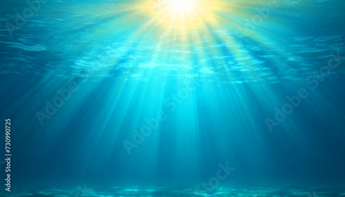 Underwater background with blue water and sun rays 7