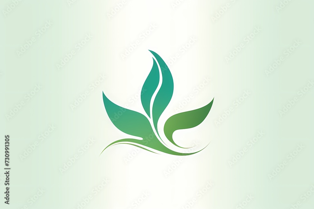 A nature-inspired logo with a graceful leaf motif, capturing the essence of sustainability, against a serene green background. A nature-inspired logo with a graceful leaf motif, capturing the essence of sustainability, against a serene green background.