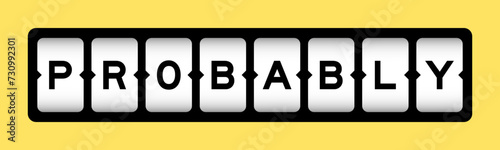 Black color in word probably on slot banner with yellow color background