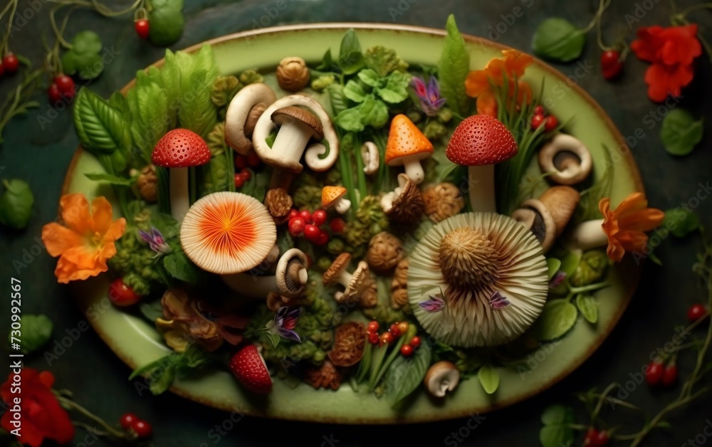 Assorted Food on a Green Plate Assorted Food on a Green Plate
