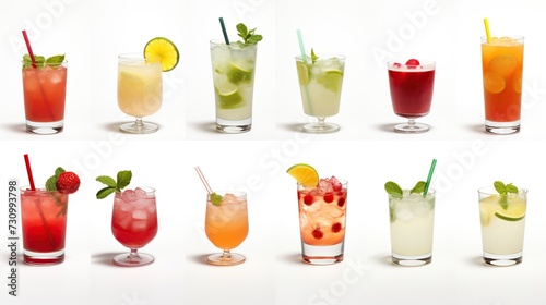 cocktails collection isolated on white background. image of alcohol. copy space for text.