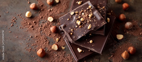 High-quality chocolate made with abundant cocoa and roasted hazelnuts