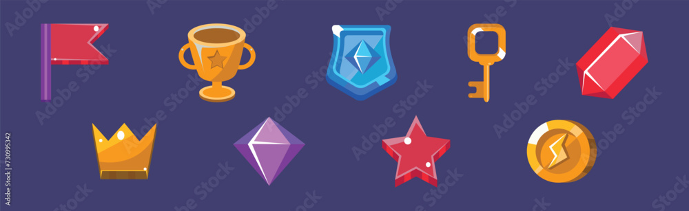 Game Icon and Glossy UI Design Element Vector Set Game Icon and Glossy UI Design Element Vector Set