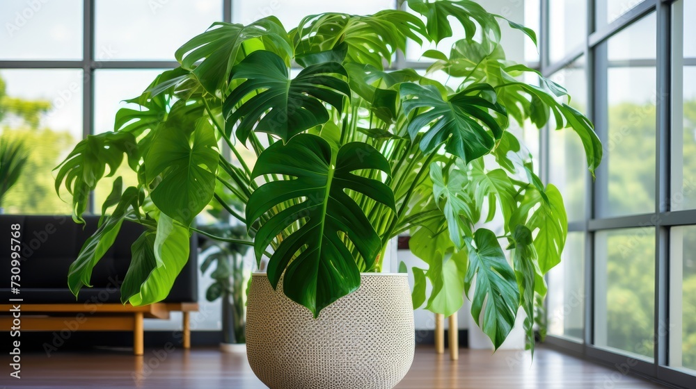 Fototapeta premium Growing the Swiss Cheese Plant, Philodendron Monstera, hydroponically