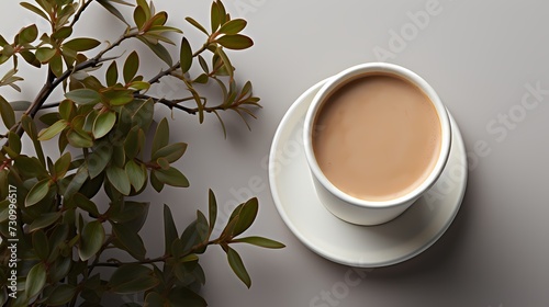 Top view of a gourmet coffee cup mockup on a solid background