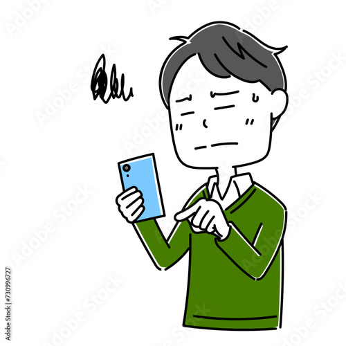 男性　スマホのポーズ2