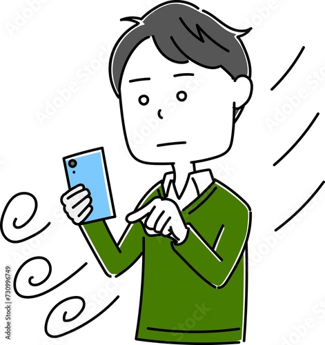 男性　スマホのポーズ5