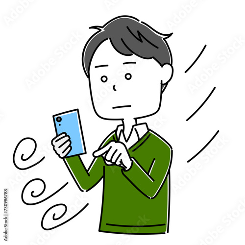 男性　スマホのポーズ5