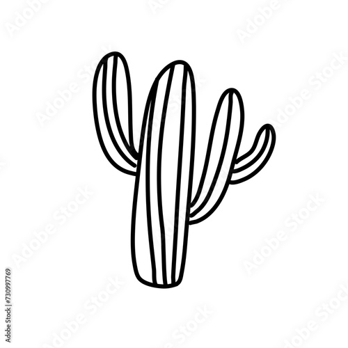 Outline black vector cactus