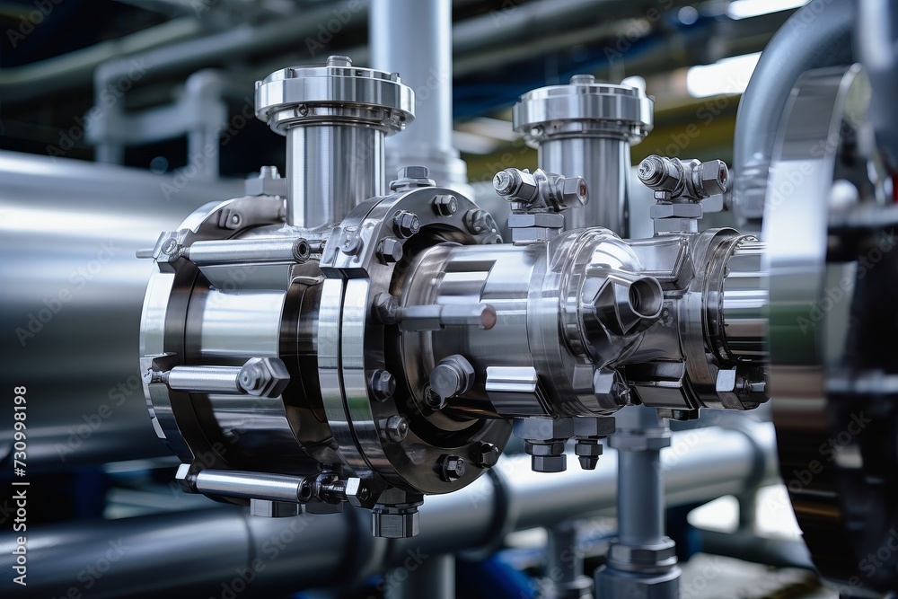 Close-up view of a meticulously engineered Agitated Nutsche Filter in an industrial setting, with intricate piping and metallic structures in the background Close-up view of a meticulously engineered Agitated Nutsche Filter in an industrial setting, with intricate piping and metallic structures in the background