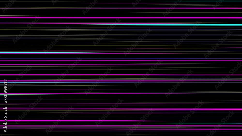 Animated colorful horizontal neon speed lines. Energy motion overlay. 23,98fps