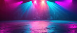 background of a stage light with bright light with the disco lights, teal and violet,