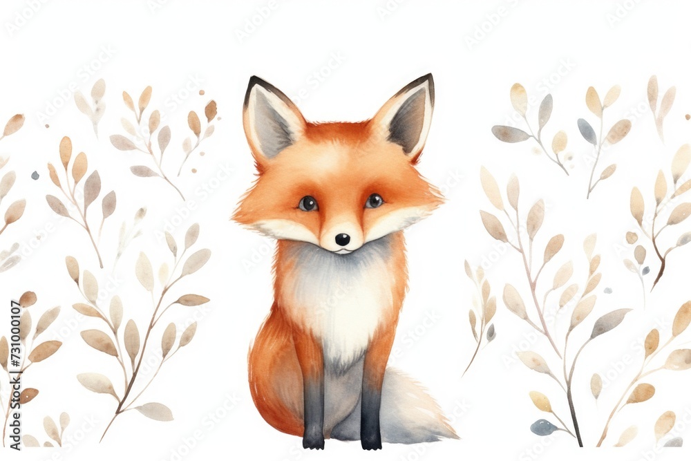 abstract watercolor colorful fox pattern