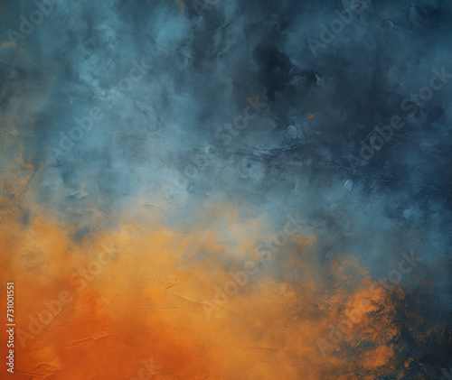 Abstract blue and orange background, texture of painting wallpaper, GenerativeAI, dark blue