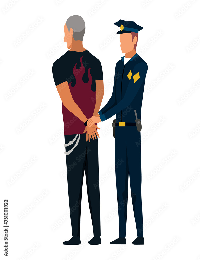Police station employees or staff. Police officer in uniform working. Detective in office. People in jail. illustration in cartoon style Police station employees or staff. Police officer in uniform working. Detective in office. People in jail. illustration in cartoon style