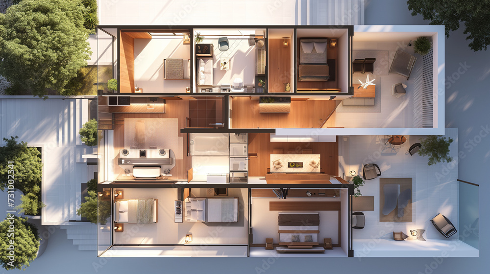 Model of a Multi-floor residential building cutaway Model of a Multi-floor residential building cutaway