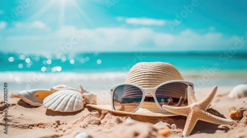 Beach Accessories On Beach - Summer Holidays