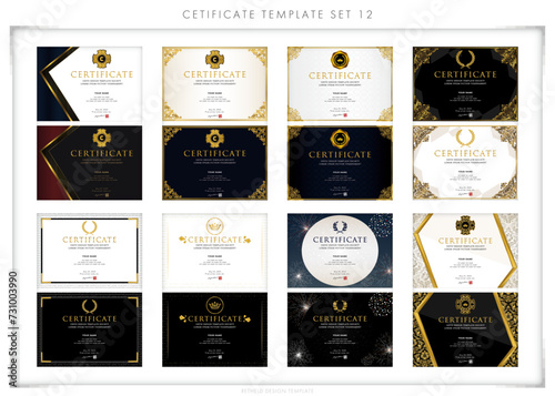 賞状セット（横向き）12　certificate　ディプロマ　表彰状　フレームデザイン
