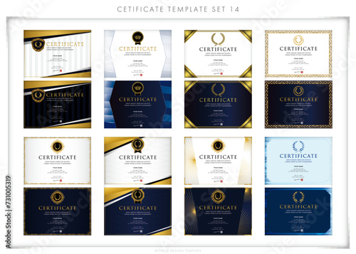 賞状セット（横向き）14　certificate　ディプロマ　表彰状　フレームデザイン photo