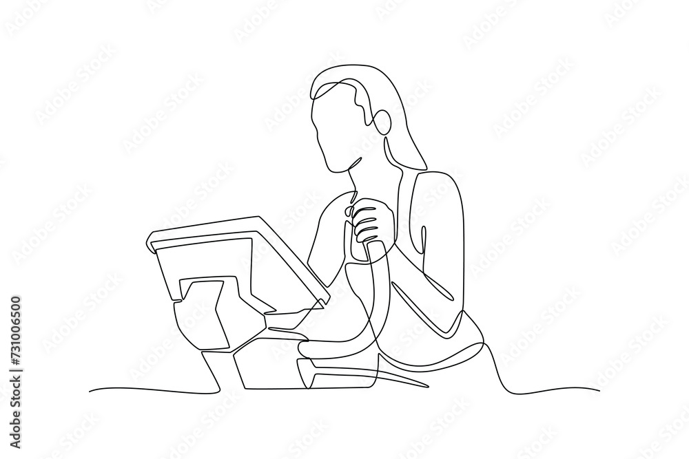 Single continuous line drawing of woman activity in gym. Fitness stretching concept. Trendy one line draw design vector illustration Single continuous line drawing of woman activity in gym. Fitness stretching concept. Trendy one line draw design vector illustration