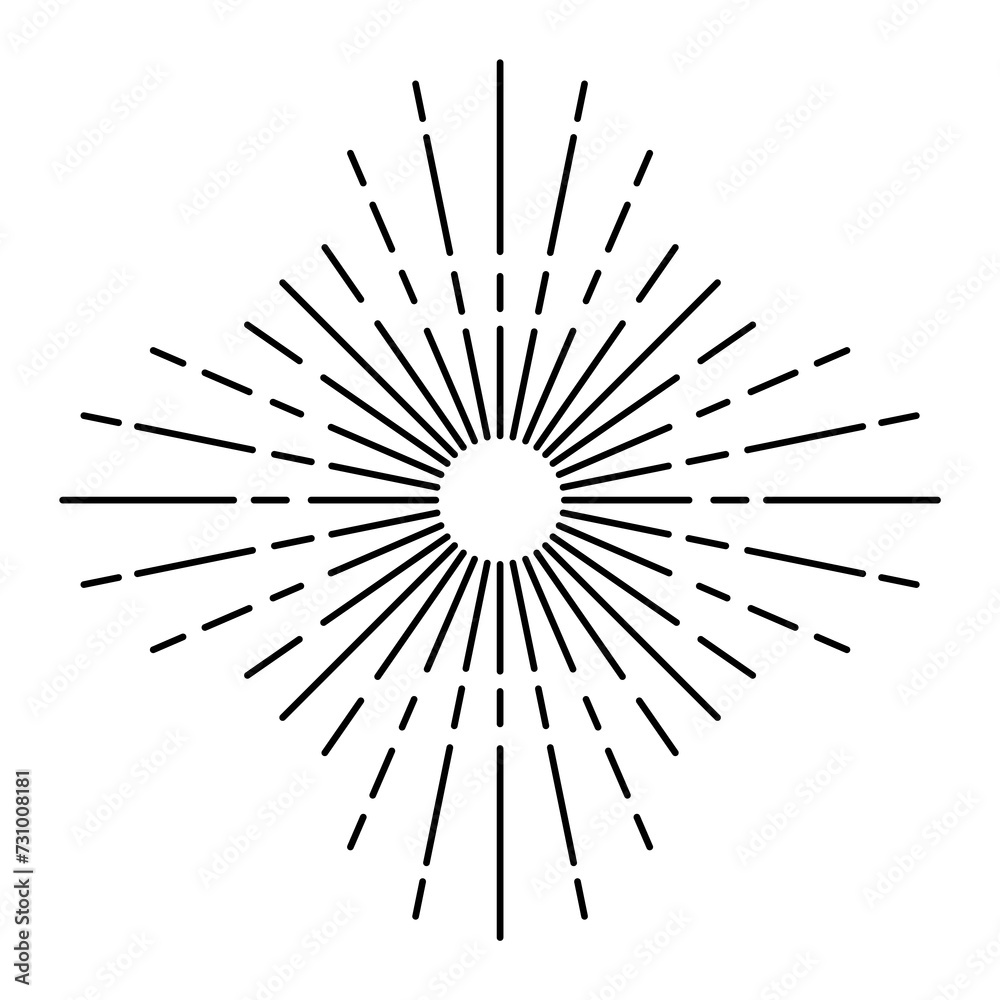Sunburst firework explosion, bursting or light rays, linear drawing. trendy hand drawn retro isolated design element Sunburst firework explosion, bursting or light rays, linear drawing. trendy hand drawn retro isolated design element